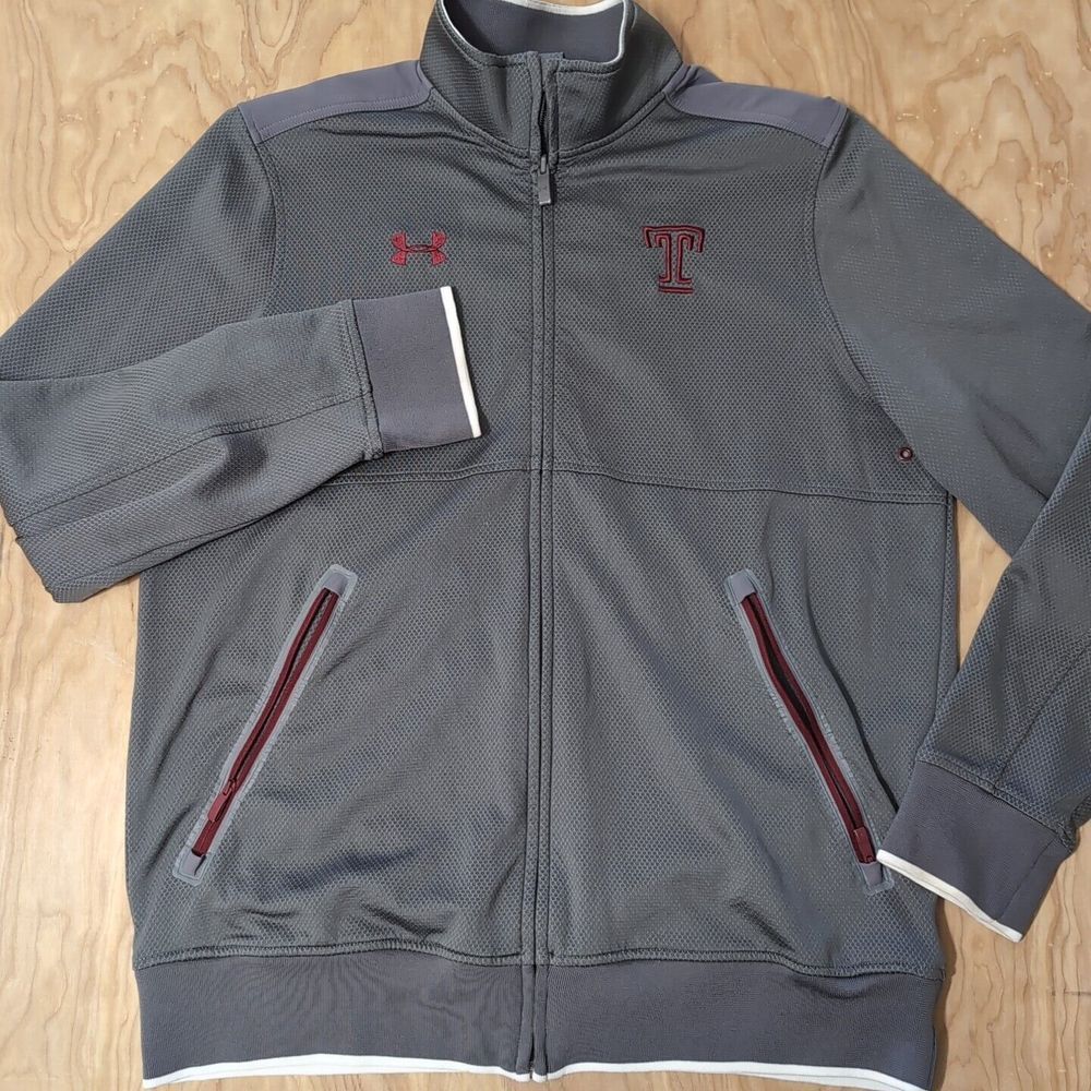 Texas Tech University Under Armour Jacket Men Med Gray Full Zip Hexagon Pattern